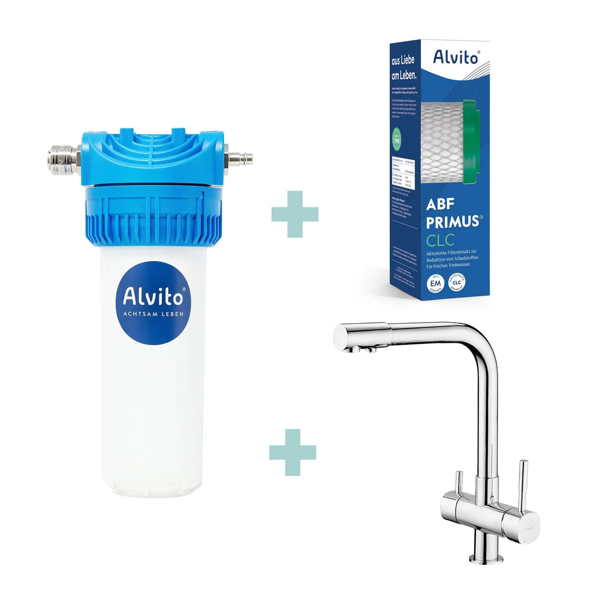 Spar-Set mit Filtereinsatz Primus CLC – Gehäuse plus 3-Wege-Armatur Basico-L verchromt