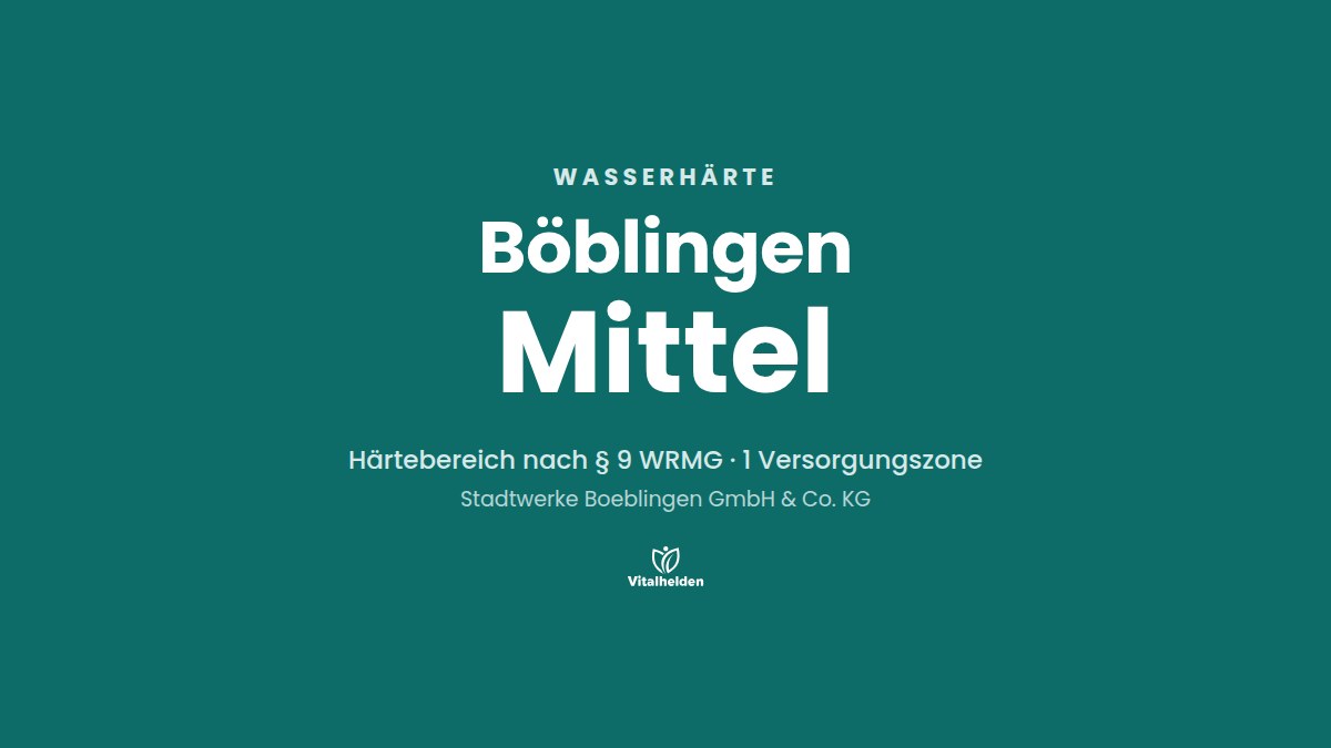 Wasserhärte in Böblingen, Wert nicht veröffentlicht, mittel, Versorger Stadtwerke Boeblingen GmbH & Co. KG